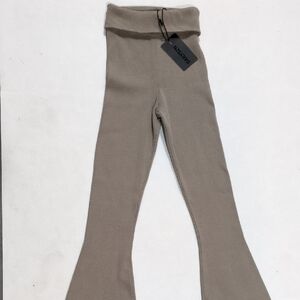 Dailyszn Women's Knit Flare Pants Bodycon High Wasted Folder Over Band Small